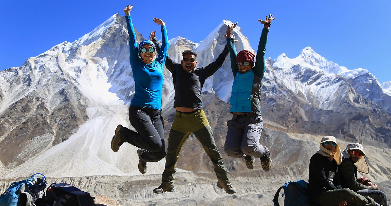 three tourists enjoying on ata treks
