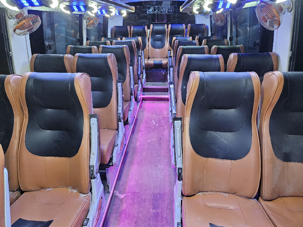 white tourist bus interior